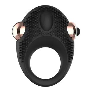 Anneau vibrant silicone noir picots 5 cm à piles, autre vue 4