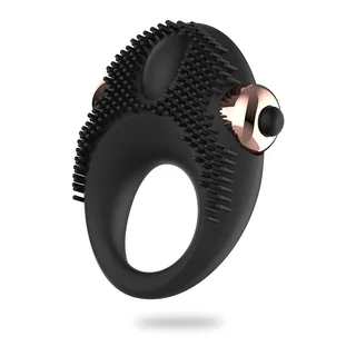 Anneau vibrant silicone noir picots 5 cm à piles, autre vue 5