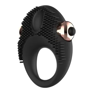 Anneau vibrant silicone noir picots 5 cm à piles, autre vue 6