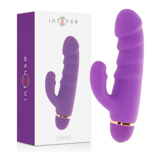 Vibromasseur rabbit silicone rose, nervuré, 17,5 cm, coloris Lilas, autre vue 2