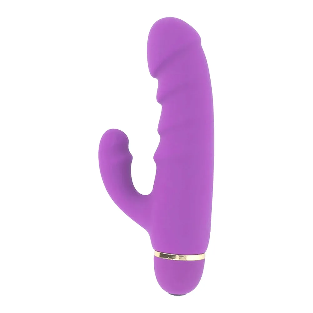 Vibromasseur rabbit silicone rose, nervuré, 17,5 cm, coloris Lilas, autre vue 3