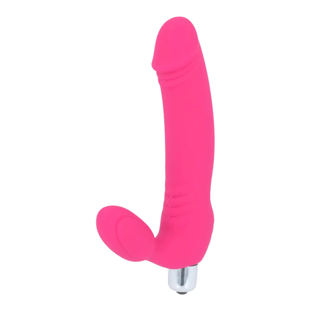 Vibromasseur silicone rose fuchsia double branche 17,5 cm, autre vue 4