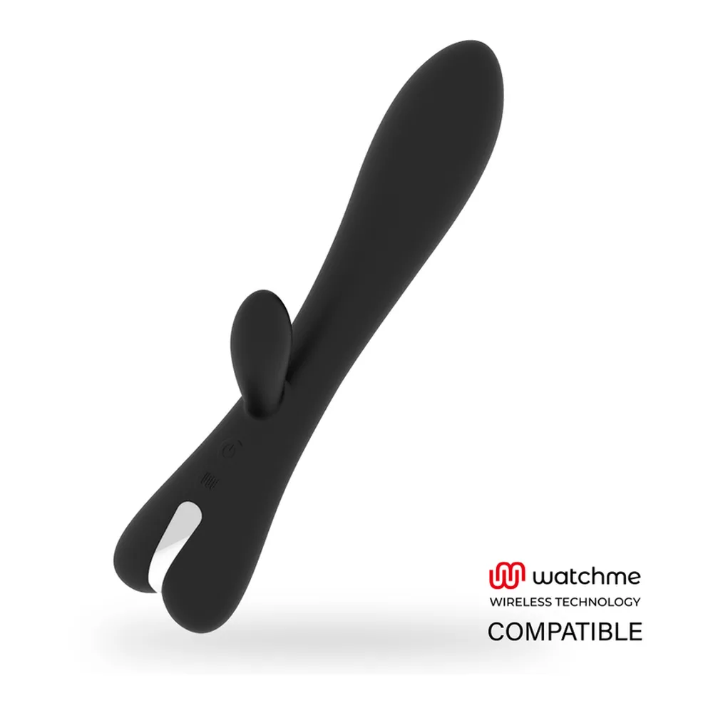 Vibromasseur rabbit noir silicone rechargeable étanche, autre vue 6
