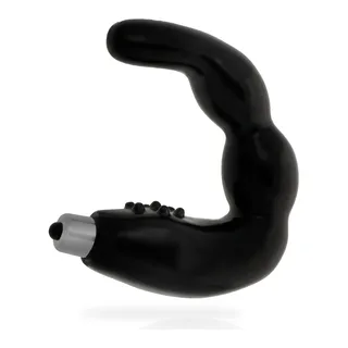 Masseur anal noir silicone, deux bras, vibrant, à piles, autre vue 2