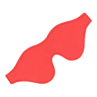 Masque rouge vif en forme d'ailes avec contours piqués, vue de face sur fond blanc