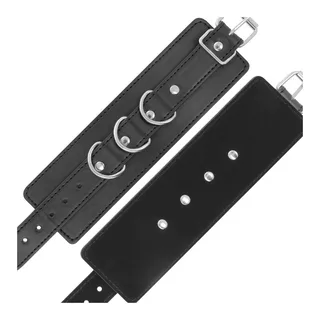 Menottes cuir synthétique noir, anneaux D métalliques, autre vue 3