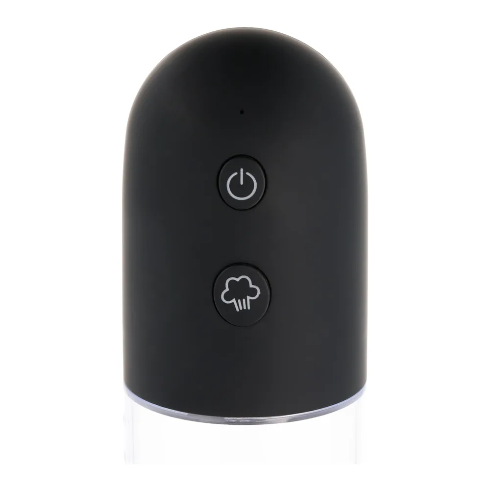 Emballage carton gris de pompe à pénis automatique Pump Addicted, avec logo en rouge et noir, texte descriptif et schémas d'utilisation au verso