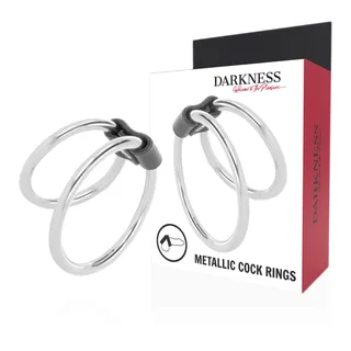 Cockring double acier avec lien cuir noir, autre vue 2