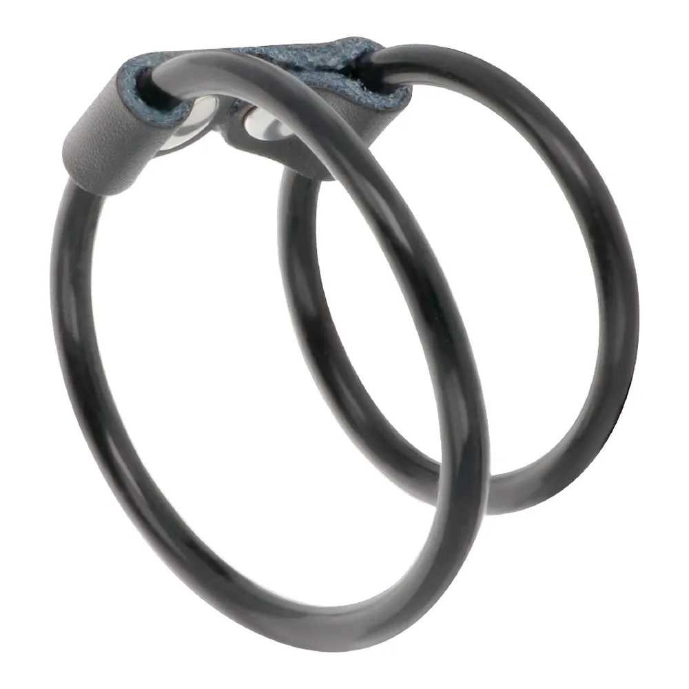 Anneau pénis double flexible, silicone noir, autre vue 3