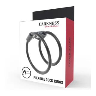 Anneau pénis double flexible, silicone noir, autre vue 4
