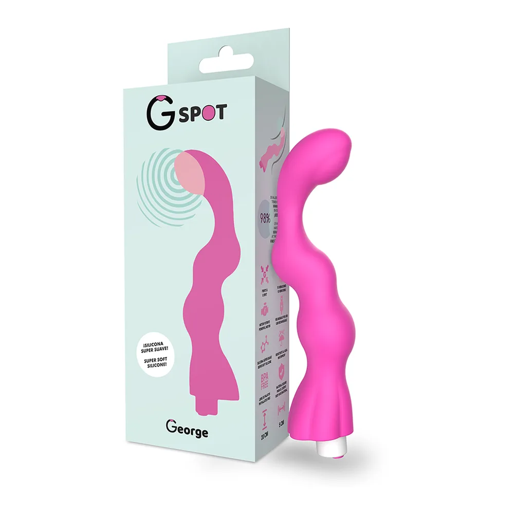Vibromasseur point G rose, tige perlée, rechargeable, autre vue 3