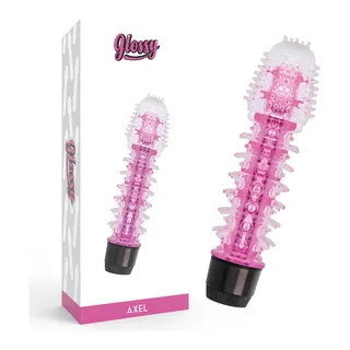 Vibrateur gelée violet picots, base eau, piles, coloris Rose