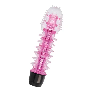 Vibrateur gelée violet picots, base eau, piles, coloris Rose, autre vue 2