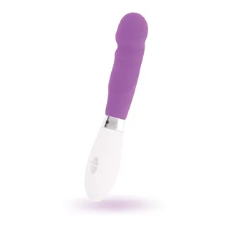 Vibrateur silicone violet et blanc à piles, 10 modes, autre vue 3