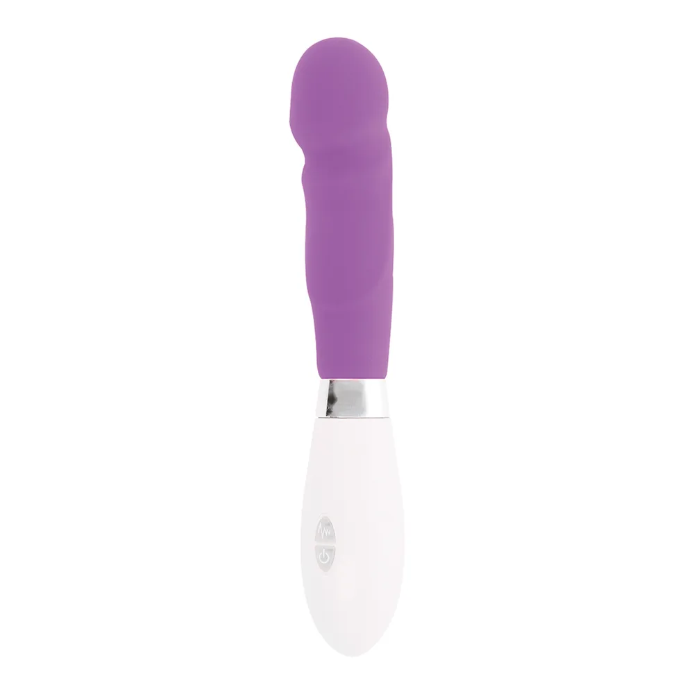 Vibrateur silicone violet et blanc à piles, 10 modes, autre vue 4