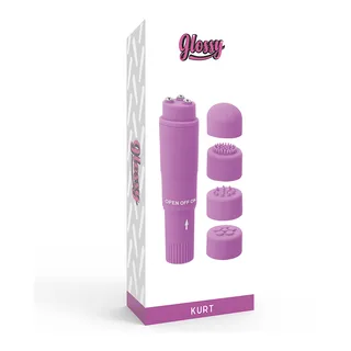 Masseur de poche rose avec quatre têtes interchangeables, autre vue 2
