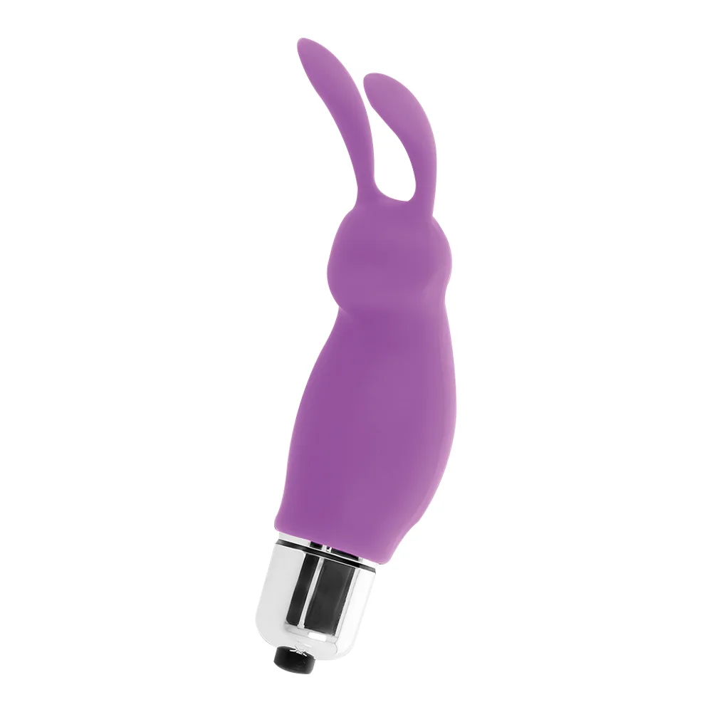 Boîte de vibromasseur rabbit Intense Roger violet et blanc, avec le produit violet et blanc présenté à côté