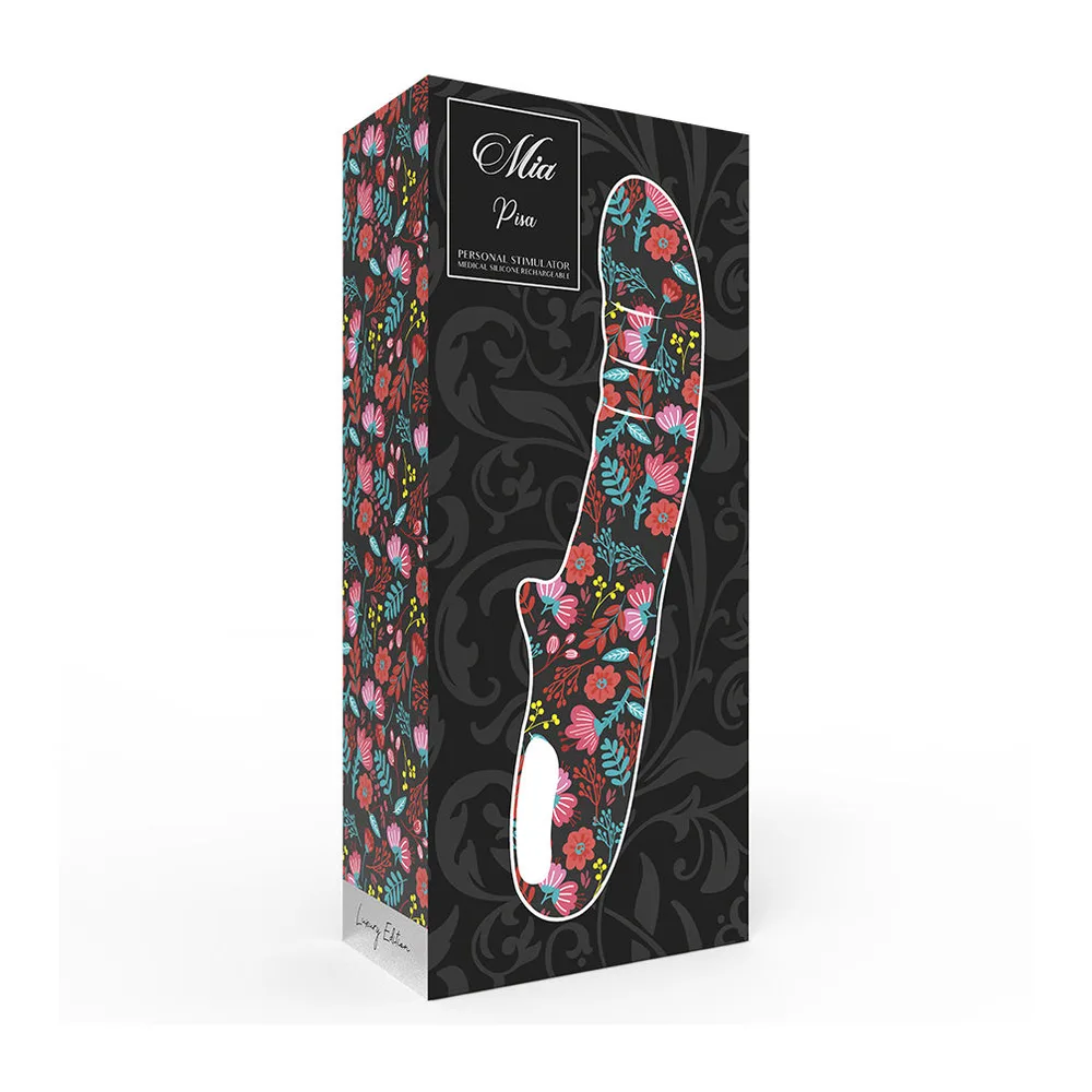 Vibromasseur rose clair de forme allongée avec sphère rotative à la base, tige cylindrique et flèche indiquant rotation 360°, fond blanc
