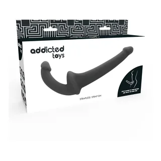 Double Gode Sans Harnais Naturel Addicted Toys - avec son échelle de taille - Noir