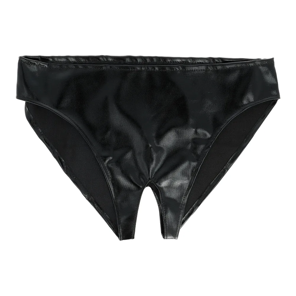 Emballage boîte de la culotte Darkness en enduit brillant noir et rouge, avec bande descriptive et textes multilingues sur fond blanc