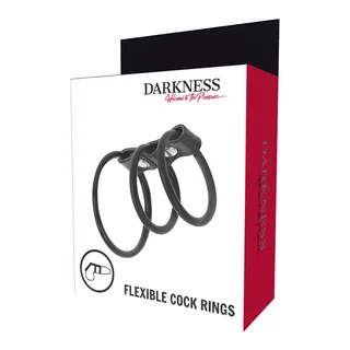 Trois anneaux pénis silicone noir flexibles, autre vue 3