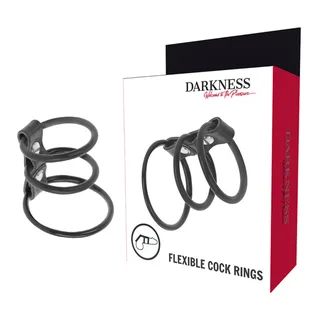 Trois anneaux pénis silicone noir flexibles, autre vue 4