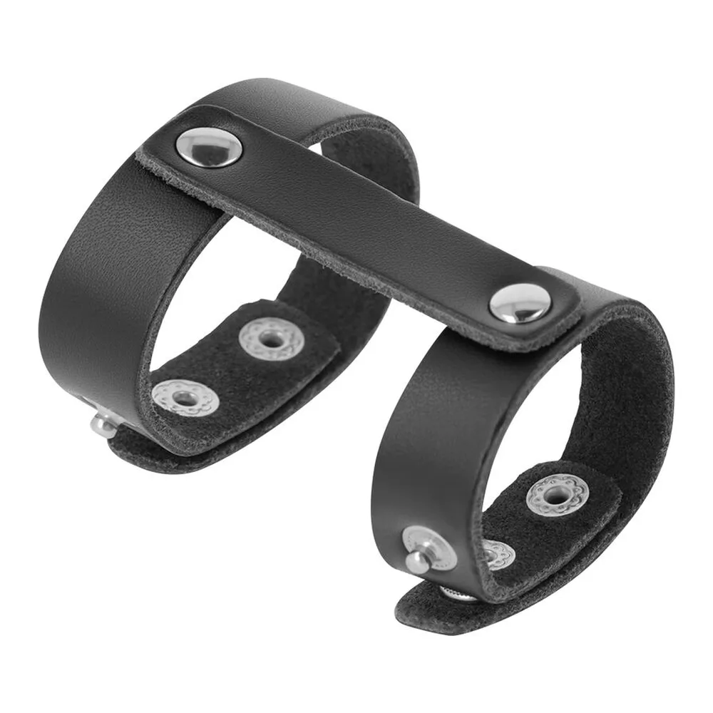 Cockring deux sangles cuir noir réglable, autre vue 3