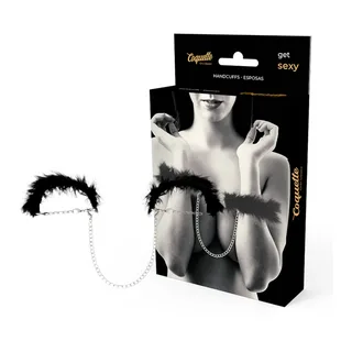 Menottes métal chromé avec garniture plumes noires, autre vue 6