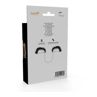 Menottes métal chromé avec garniture plumes noires, autre vue 7