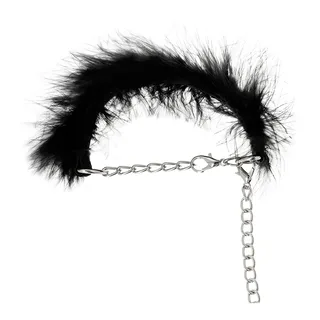 Menottes métal chromé avec garniture plumes noires, autre vue 4
