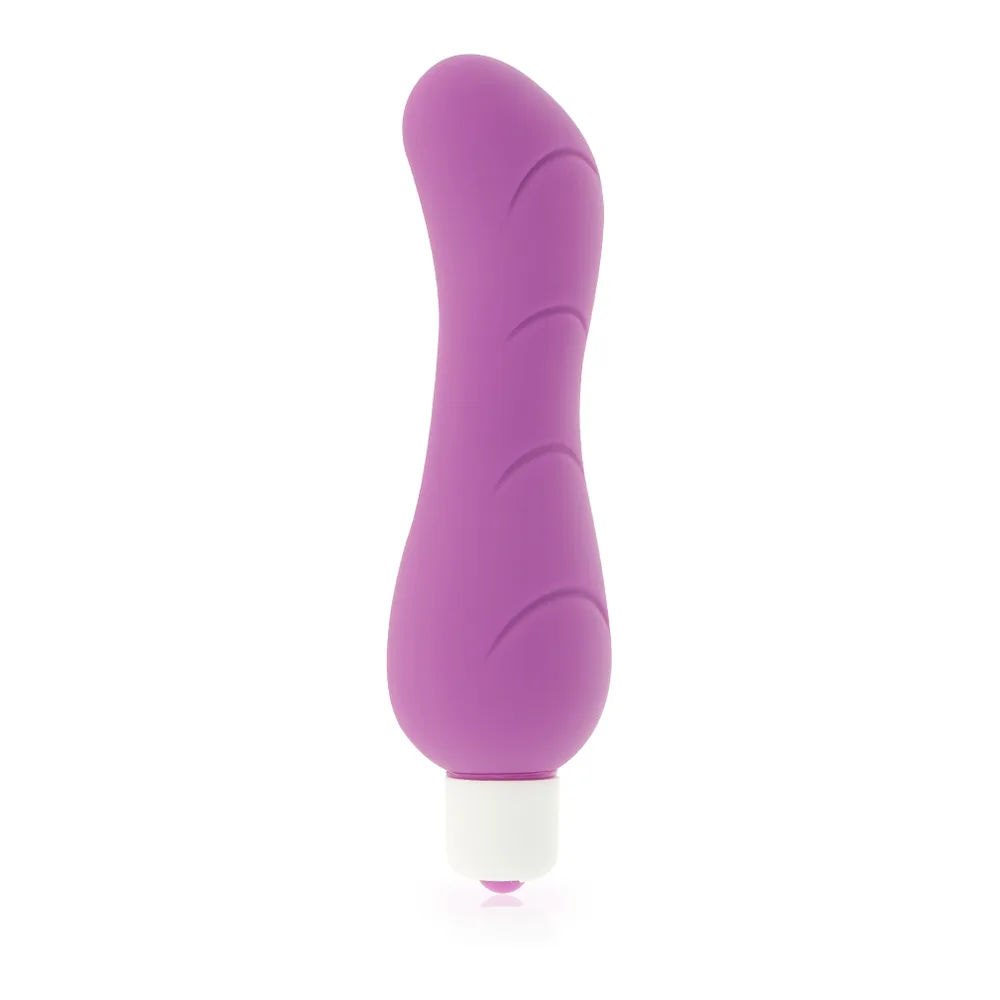 Vibromasseur rose en silicone ondulé avec poignée ergonomique et boîte de présentation Dolce Vita blanche grise