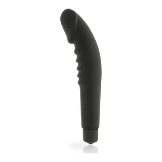 Vibromasseur silicone rose, nervuré, embout arrondi, coloris Noir, autre vue 2