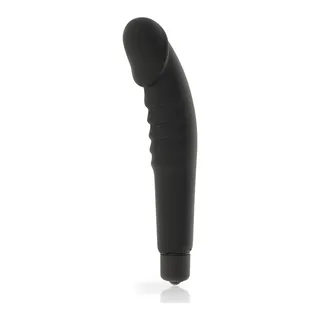 Vibromasseur silicone rose, nervuré, embout arrondi, coloris Noir, autre vue 3