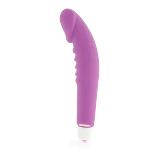 Vibromasseur silicone rose, nervuré, embout arrondi, coloris Lilas, autre vue 2