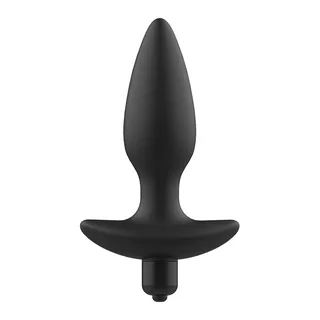 Plug anal silicone noir vibrant, 14 cm, à pile, autre vue 4