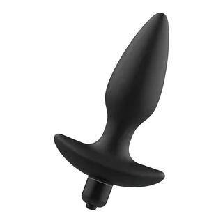 Plug anal silicone noir vibrant, 14 cm, à pile, autre vue 6