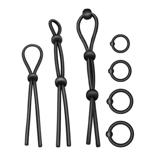 Ensemble 7 cockrings silicone noir flexible, autre vue 8