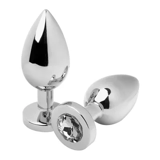 Plug Anal Diamant Petit Metal Hard - vue de profil - Transparent