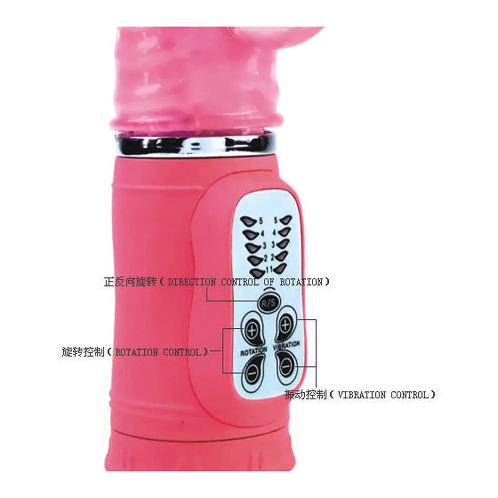 Vibromasseur rabbit rose texturé, 27 cm, 2 moteurs, autre vue 4