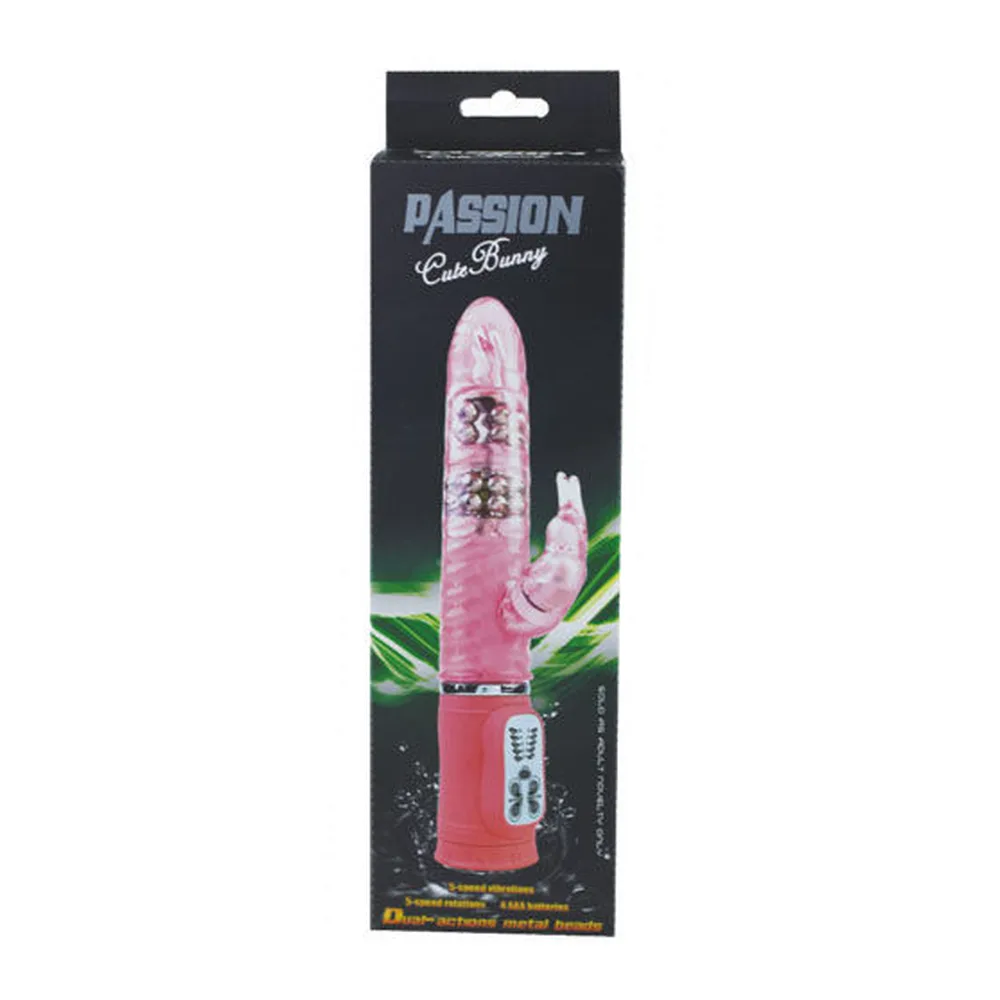 Vibromasseur rabbit rose texturé, 27 cm, 2 moteurs, autre vue 4