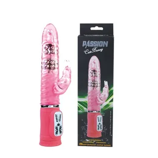 Vibromasseur rabbit rose texturé, 27 cm, 2 moteurs, autre vue 5