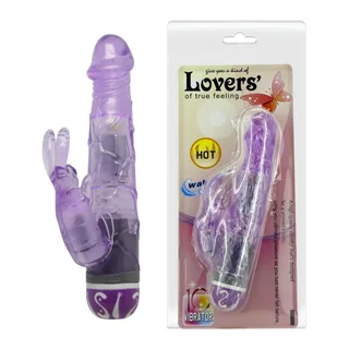 Vibromasseur rabbit jelly rose, perles rotatives, coloris Lilas, autre vue 3