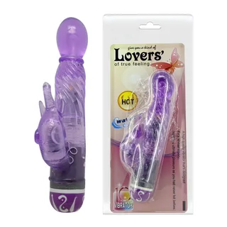 Vibromasseur silicone violet, tige texturée, stimulateur lapin, autre vue 3