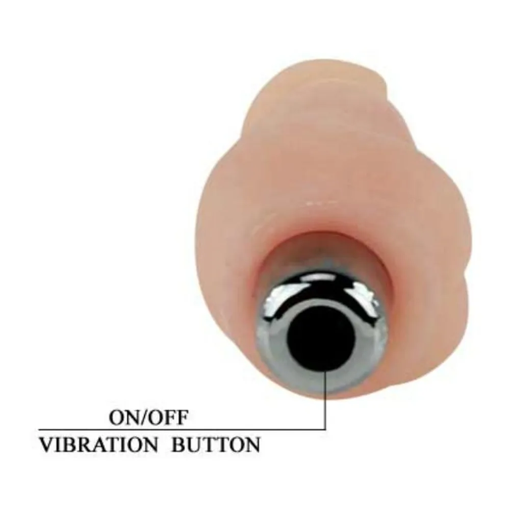 Vibrateur mini silicone beige, base chromée, alimenté par pile, autre vue 8