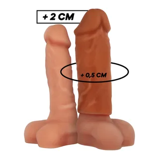 Gaine de pénis silicone chair, extensible, coloris Marron, autre vue 2