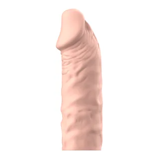 Extension pénis silicone rose, canal marron, extensible, coloris Naturel, autre vue 3
