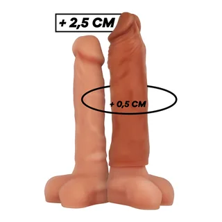 Extension pénis silicone rose, canal marron, extensible, coloris Marron, autre vue 2