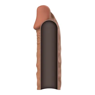 Extension pénis silicone rose, canal marron, extensible, coloris Marron, autre vue 3