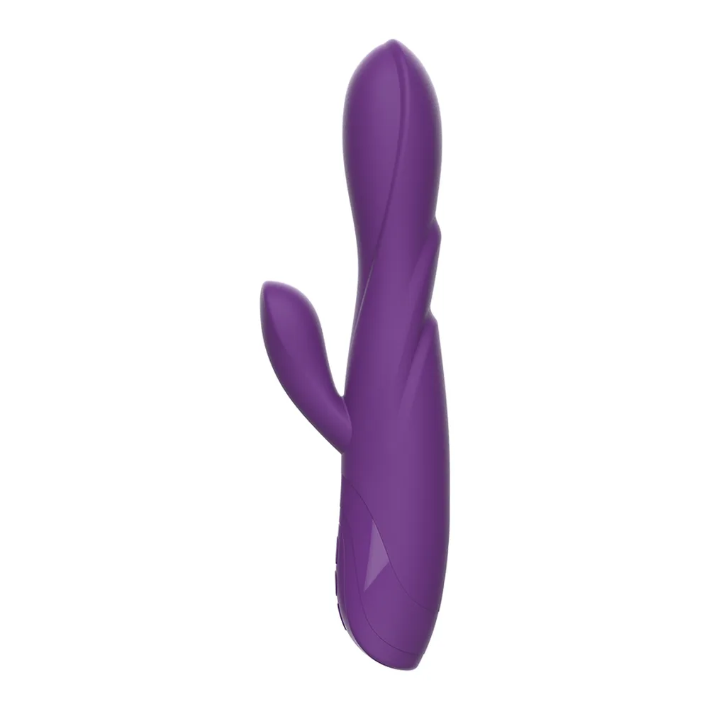 Vibromasseur lapin violet rechargeable, tige longue flexible, autre vue 7