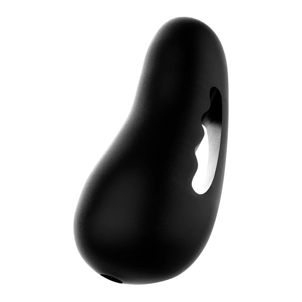 Emballage noir du masturbateur Tensek avec le produit à côté, manchon noir souple avec ouverture blanche et poignée ergonomique moulée